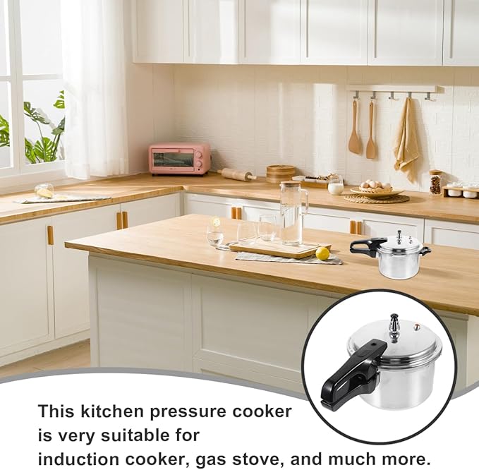 DOITOOL Aluminum Pressure Cooker 20cm/7.9inch Bottom Small Pressure Cooker for Gas Stove Induction for Home Cooking, Silver