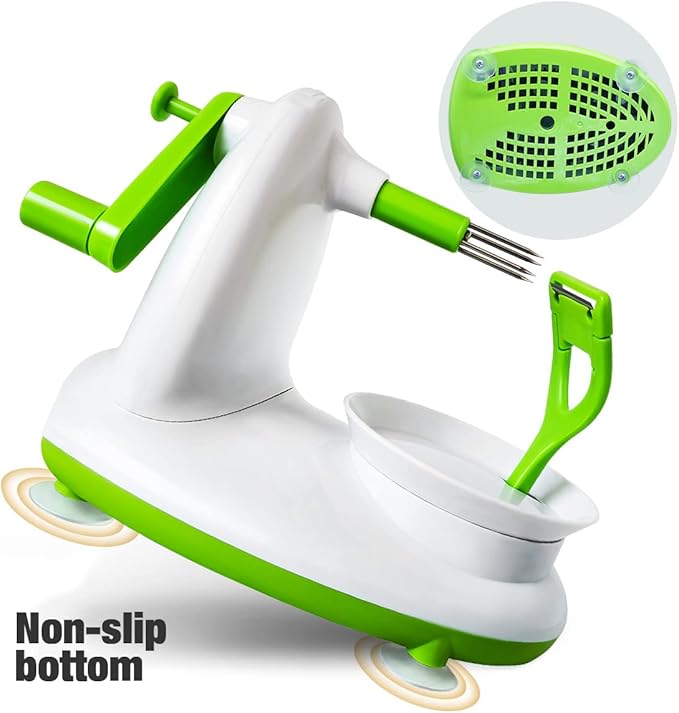 Upgraded Apple Peeler and Corer for Apple Pear Citrus Manual Rotating Kitchen Gadget Includes 2 Replacement Heads and 1 Splitter (whitish green)
