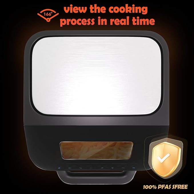 PULZO 7.4 Qt Digital Air Fryer, Large Family 13" Pizza Airfryer, One-Touch Presets, Dehydrate Function, 1650W Fast Heating, 170°F–450°F Precise Temp Control, Nonstick Basket, Dishwasher Safe