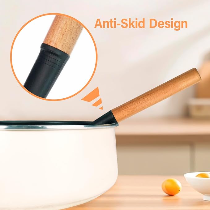 Large Silicone Kitchen Utensils Set, 4 PCS Cooking Utensils Set with Wooden Handle, Heat Resistant Silicone Utensils Kit for Cooking, BPA Free and Nonstick Spatula Set with Turner Spoon Ladle(Black)