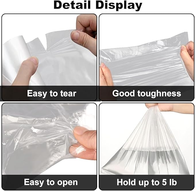 Food Storage Bags, 12” x 16” Clear Plastic Bags, Fresh-Keeping Produce Bags Roll for Food, Fruit, Vegetable, Refrigerator Storage, Kitchen, Supermarket, 1 Roll 350 Storage Bags