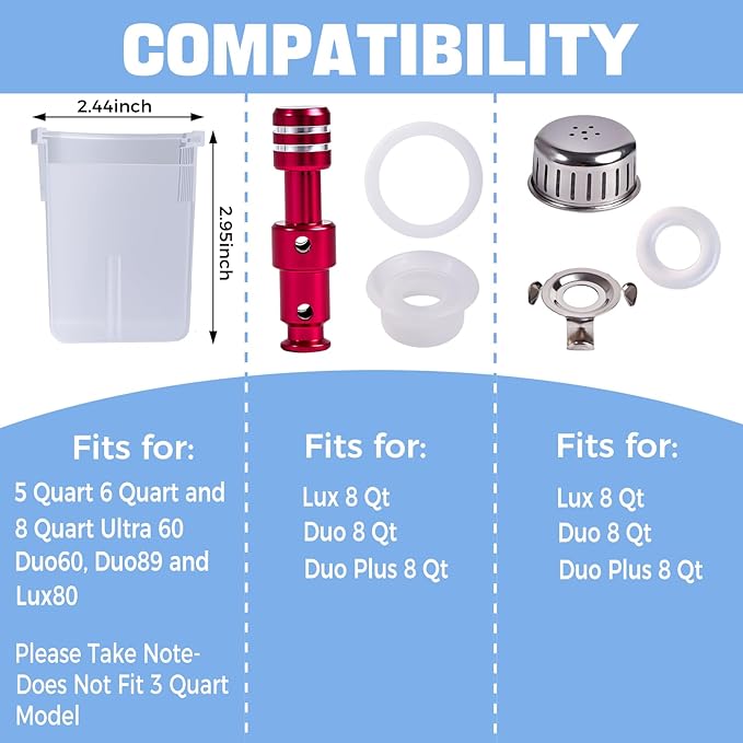 13 PCS sealing ring 8 qt,for Duo Plus 8 Quart Electric pressure cooker valve Replacement Parts with Include silicone gasket Steam Release Valve Float Valve Anti-Block Shield Condensation Collector