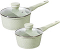 Sauce pan set 4 Pcs 1.5Qt & 2.0Qt SaucePan Set with Lid, Non Stick Sauce Pot for Cooking, Easy to Clean, 100% Free PFOA PFAS Cooking all stovetop - Green Granite