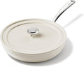 Redchef Ceramic Frying Pan with Lid, 11" Deep Saute Pan, 3.5QT Large Jumbo Cooker, Frying Pan Nonstick with Stay Cool Handle, Non Toxic Cooking Pan, Induction Dishwasher Safe, PFOA & PFAS Free(Beige)