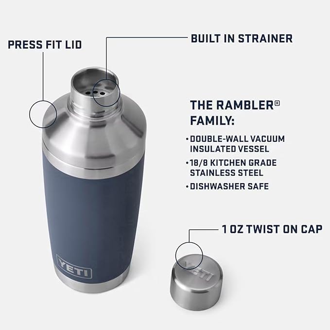 YETI Rambler 20 oz Cocktail Shaker, Stainless Steel, Vacuum Insulated, Papaya