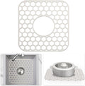 Silicone Sink Protectors for Kitchen Sink - 12" x 11" Kitchen Sink Grid Accessory, Non-Slip Heat-Resistant Mat for Bottom of Porcelain Stainless Steel, Dishwasher Safe (White)