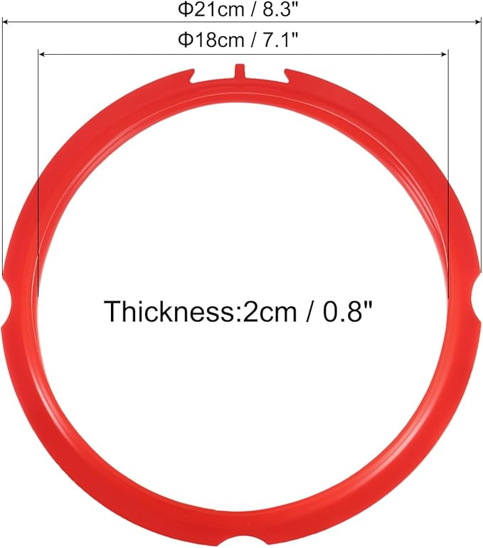uxcell 2 Pcs Silicone Sealing Ring for Pressure Pot 3QT, Pressure Pot Inner Gasket Seal Rings Pressure Cooker Replacement Parts, Dark Red