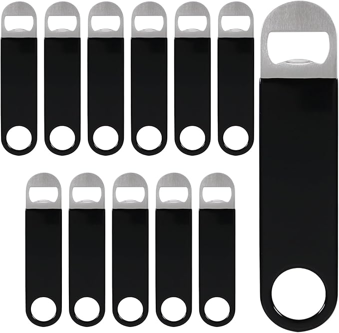 12 Packs Beer Bottle Opener, Stainless Steel Flat Bottle Openers, Black