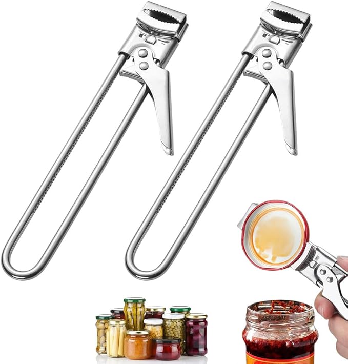 Adjustable Stainless Steel Telescopic Can Opener, 2026 New Gripper Tight Lid Opener Kitchen Gadgets, Handy Rubber Bottle Jar Opener for Seniors (A-2Pcs)