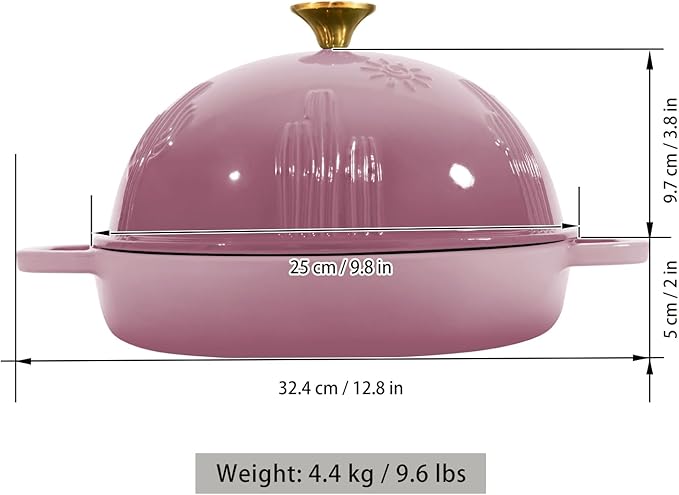 Bread Oven Cast Iron Bread Dutch Oven with Cloche Lid for Bread Baking BerryPink Enameled Cast Iron Bread Oven with Dome Lid for Sourdough 5 qt