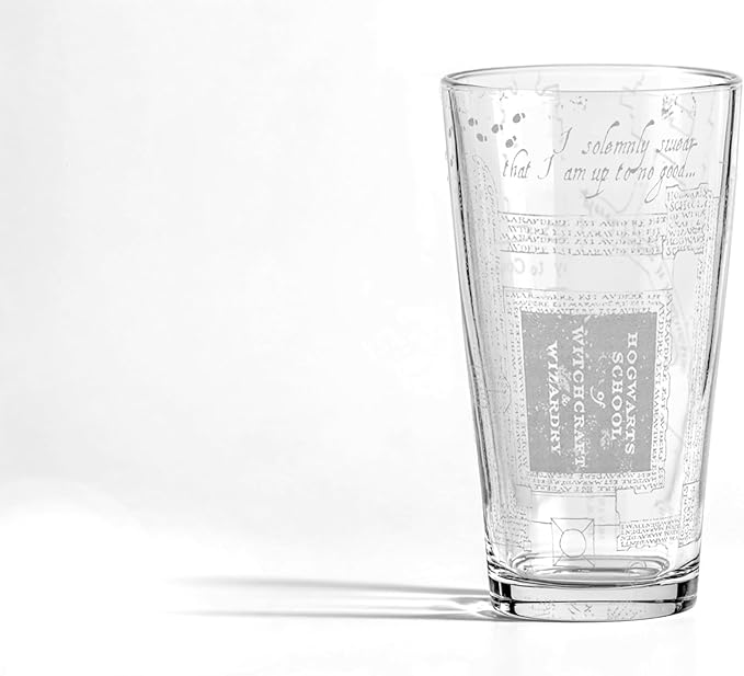 MARAUDERS CASTLE MAP Engraved Pint Glasses | Rim Tempered 16oz Dishwasher Safe | Fantasy Mythology Witches Wizards Literature Magic