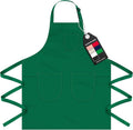 Unisex Apron with Pockets for Cooking, Salon & Art - 100% Cotton Adult Kitchen, Chef, Stylist Apron (Green)