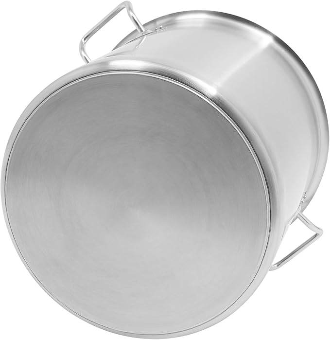 Large Stock Pot with Lid, Stainless Steel Cookware Stockpot, 34.9 Quart Heavy Duty Soup Pot with 2 Handles, All Stoves Compatible, Fast and Uniform Heating