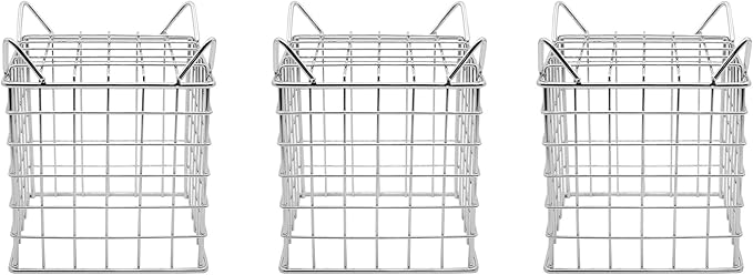 Set of 3 Square Metal Wire Coffee Pod Holder Baskets (Silver)