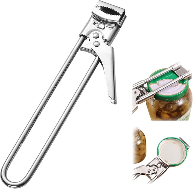 Adjustable Stainless Steel Jar Opener for Weak Hands, Easy Grip Lid Gripper and Bottle Can Opener, Multifunctional Manual Tool for Seniors Kitchen Use (1pcs)
