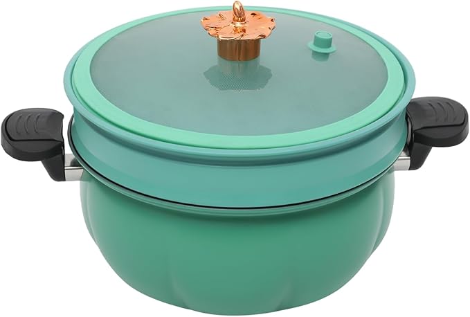 Micro Pressure Cooker, Non-stick Coating Multi-Function Micro Pressure Cooking Pot, Pumpkin Shaped Pressure Cooking Pot, for Home Kitchens, Dormitories, Flats, Etc, 8L/2.11gal (Green)