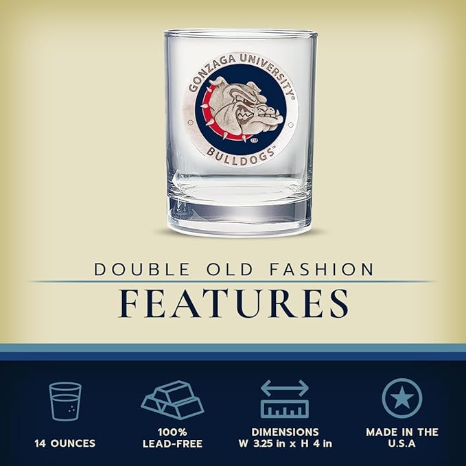 Heritage Pewter Gonzaga Double Old Fashion | Double Rocks Glass 14 OZ for Liquor | Expertly Crafted Pewter Glass