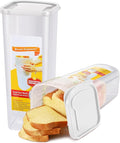 Flexzion 2 Pack Bread Containers Storage Airtight Loaf - Clear Bread Box for Kitchen Countertop BPA-Free Bread Loaf Storage Container Space-Saving & Durable Plastic Bread Container & Dispenser, White