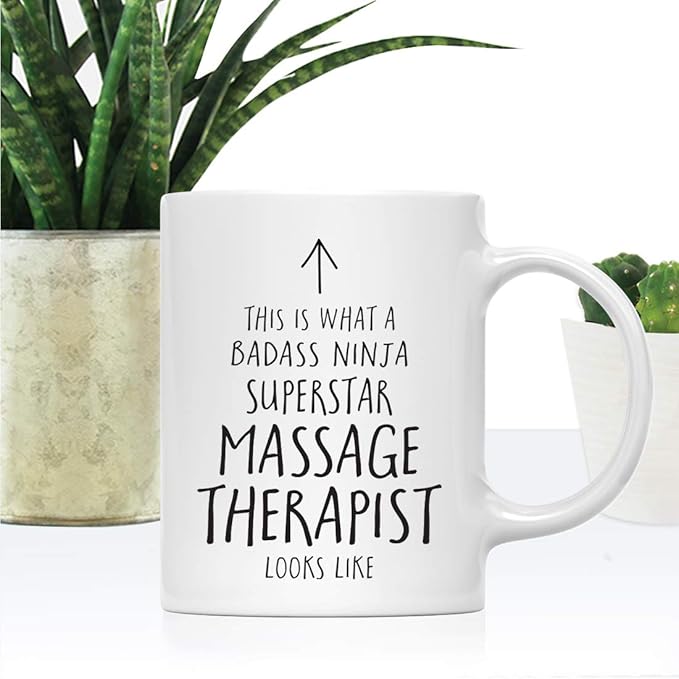 Andaz Press Funny 11oz. Ceramic Coffee Tea Mug Gift, This is What a Badass Ninja Superstar Massage Therapist Looks Like, 1-Pack, Birthday Christmas Gift Ideas Coworker