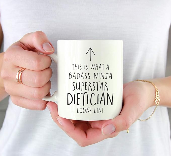 Andaz Press Funny 11oz. Ceramic Coffee Tea Mug Gift, This is What a Badass Ninja Superstar Dietician Looks Like, 1-Pack, Birthday Christmas Gift Ideas Coworker