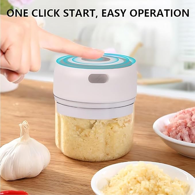 Green - Mini Electric Food Processor and Garlic Chopper - 250ML, USB Charging, 3 Blades - Perfect for Chopping Vegetable, Pepper, Onion, Garlic, Ginger, Spice, Meat, Baby Food, and More (Green)