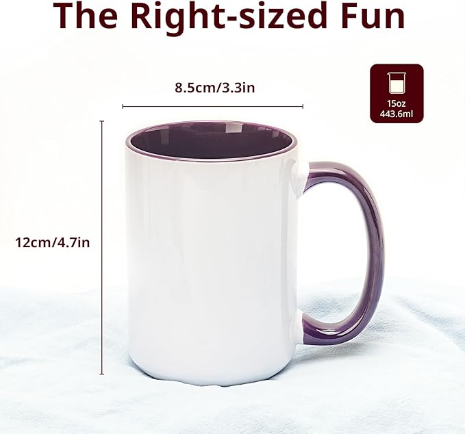Ceramic 15oz Sublimation Coffee Mug, Purple, Case of 12