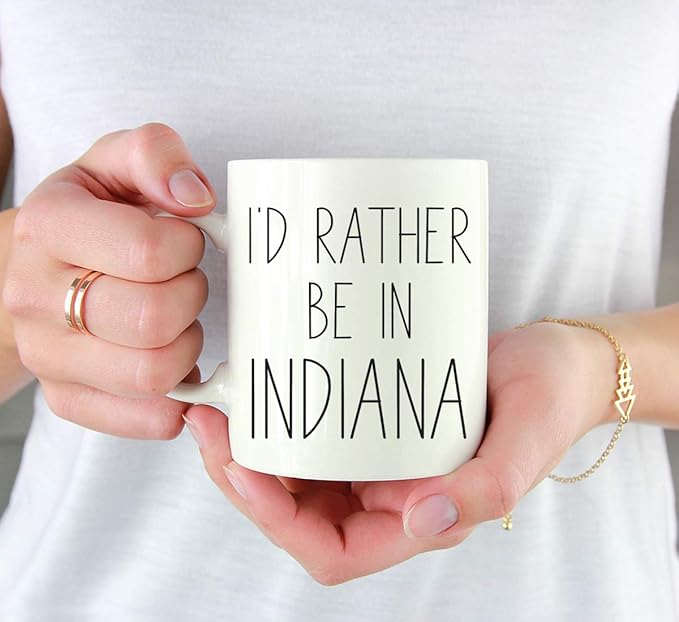 Andaz Press U.S. State 11oz. Coffee Mug Gift, I'd Rather Be in Indiana, 1-Pack, Long Distance College Going Away Study Abroad Birthday Christmas Gifts