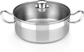 BRA COOKWARE Profesional 18/10 Stainless Steel Stock Pot w/Glass Lid | 9.5 Inch 4 Quart Professional Cooking Pot | 5.5mm Thick Base | PFOA Free Deep Pot | All Cooktops | All Cooktops & Oven Safe