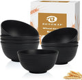 Cereal Bowls 26 OZ, Unbreakable Wheat Straw Bowl 8 PCS, Reusable Plastic Bowl Set, Microwave and Dishwasher Safe Kitchen bowls for Serving, Dinner, Soup, Snack, Fruit - Black