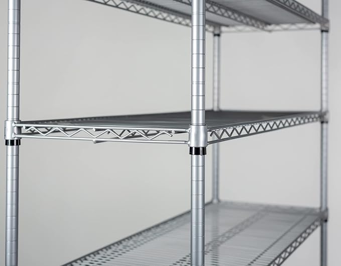 Omega Shelving Storage | 2 Tier Starter Shelving Unit 14" Deep x 72" Wide x 14" High - 800 lb Weight Capacity per Shelf, Adjustable Wire Shelving, Tool-Free Assembly |Grey Shelving
