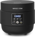 MAGiC COM Mini Rice Cooker 4 Cup Uncooked (8 Cup Cooked), Small Digital Multi-Cooker with Steamer, 24H Delay Timer, Automatic Keep Warm, Non-Stick Pot, Perfect for Dorm, Travel, Single Serve (Black)
