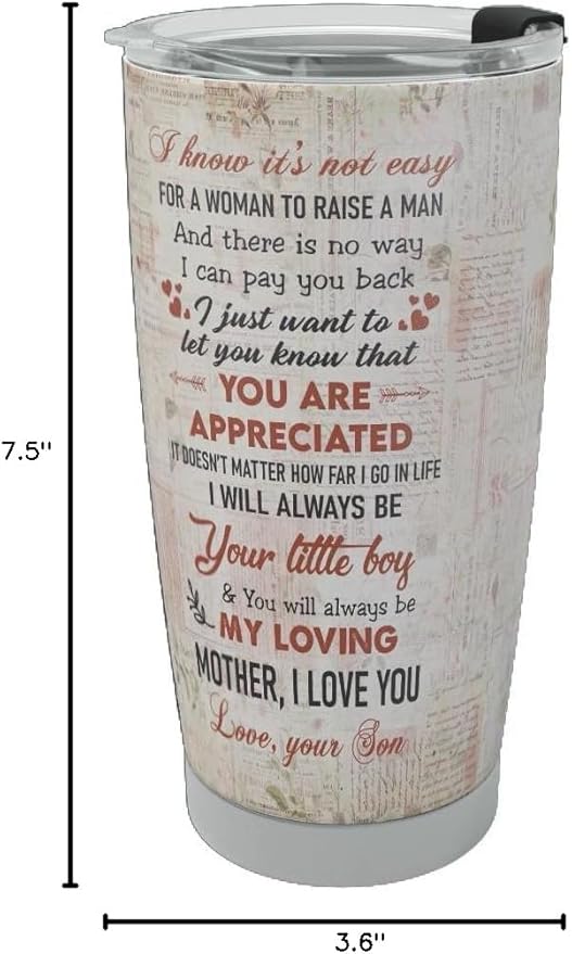 Macorner Mothers Day, Birthday Gifts for Mom, Women & Christmas Gifts From Son, Kids, Stainless Steel Tumbler 20oz