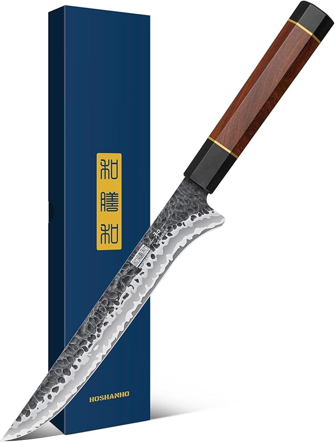 HOSHANHO 7 Inch Fillet Knife, Razor Sharp Hand Forged Boning Knife, Japanese Super Steel Fish Knives with Ergonomic Handle for Meat and Poultry