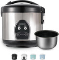 10-Cup Uncooked Rice Cooker & Food Steamer - Ceramic Coating Non-Toxic Inner Pot, One-Touch Multifunction for Rice/Sauté/Yogurt, Dishwasher Safe, 3-10 Family Size, Stainless Steel