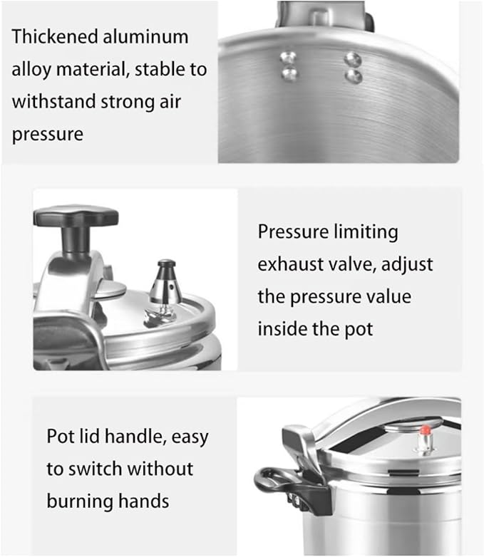 3L/3.17Qt Mini Pressure Cooker, Aluminum Alloy Pressure Pot with Safety Lock Lid & Valve, Small Pressure Canner, for Kitchen, Restaurant, Home, 35KPA