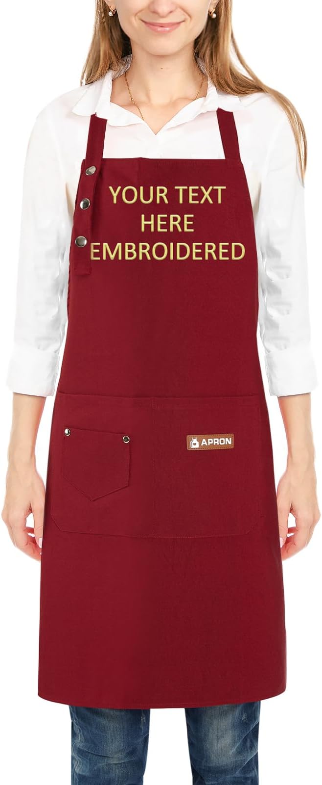 Personalized Aprons Custom Women Men Apron with Pockets Chef for Baking Bbq Grill Embroidered with Name Text
