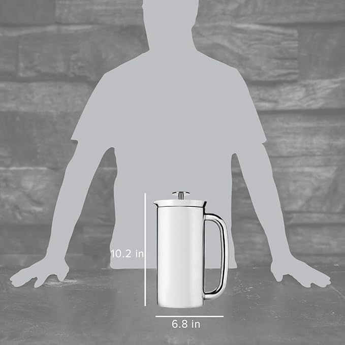 ESPRO P7 French Press Stainless Steel 304 – Patented Double Walled Micro-Filter Insulated French Press Coffee Maker, Grit-Free Brew - Heat Resistant Plastic Free Coffee Maker, Polished (32oz)