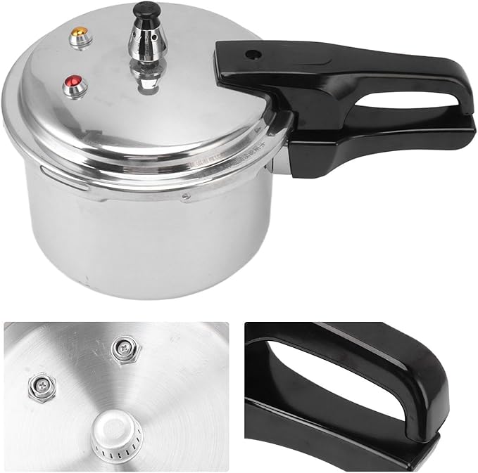 Aluminum Classic Pressure Cooker, 3.2-Quart Aluminium Alloy Mini Pressure Cooker, 18cm Bottom, with Inner Lid Cooker, for Gas Stove, Silver
