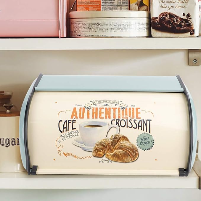 aqxreight Bread Box for Kitchen Storage Large Metal Container Holds Multiple Loaves Compatible with Most Bread Sizes in Blue