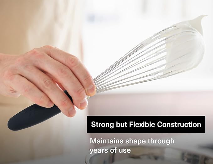 Misen Stainless Steel Balloon Whisk - Dishwasher Safe - Ergonomic Silicone Grip, Versatile Cooking Whisk for Eggs, Durable Construction - Professional-Grade Kitchen Tool - Black
