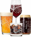 Blue Ridge Mountain Gifts - Dallas Souvenir - Texas Glassware Gift, Etched City Map, Laser Engraved and Dishwasher Safe
