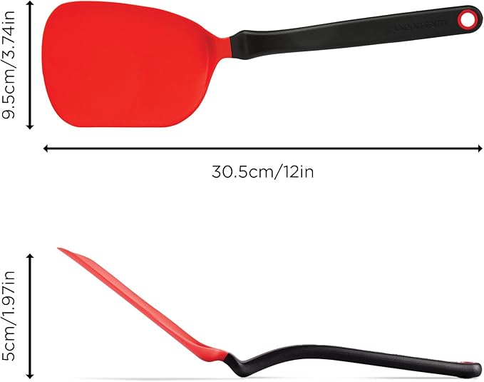Dreamfarm Chopula Non-Stick-Safe Super-Flexible Sit-Up Spatula with Strong Flat Edge to Separate Food - 12" Red
