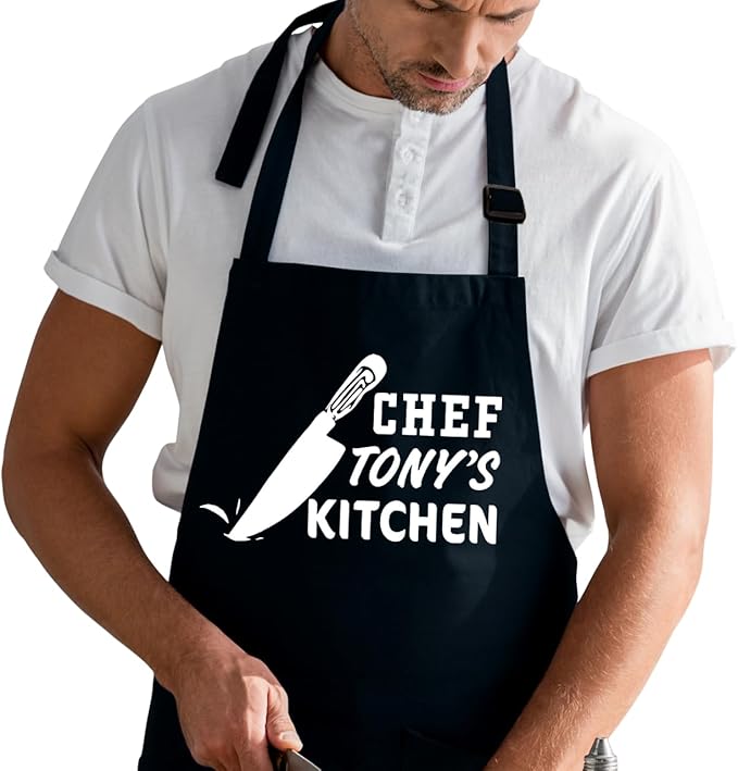 Custom Chef Apron For Men, Grilling Gifts For Men, Mens Gift For Dad, Fathers Day & Christmas, Kitchen and BBQ Cooking Aprons For Daddy