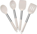 E-far Cooking Utensils Set of 4, Silicone Kitchen Utensils for Non-stick Cookware, Heat Resistant & Non-toxic Slotted Spatula Solid Spoon Turner for Flipping Mixing Serving Basting(Khaki)