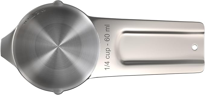 Color Up ¼ Cup Measuring Cup (60 ml) – Premium Chrome Stainless Steel, Accurate for Wet & Dry Ingredients, Embossed Markings, Easy-Pour Spouts, Dishwasher-Safe, Kitchen Essential