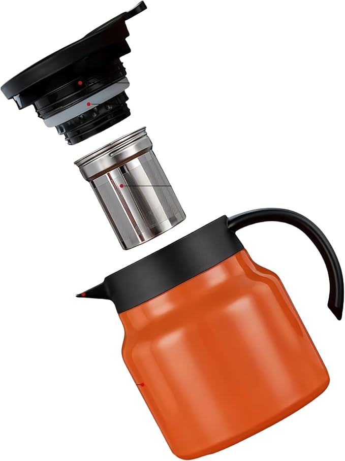 thermal teapot with infuser,Tea Pot with Infusers for Loose Tea,1000ML Thermal Teapot with Removable Infuser & Lid (C)