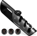 MAD SHARK Knife Sharpener, 6 Adjustable Sharpening Angle, Coarse & Fine Knife Sharpener Tool, Handheld Manual Knives Sharpener for Precision Kitchen Knives, Pocket, Scissors, Black