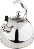 Viking 3-Ply Stainless Steel Tea Kettle, 2.6 Quart Stovetop Hot Water Pot with Tempered Glass Lid, Ergonomic Handle, Induction Ready, Mirror Finish