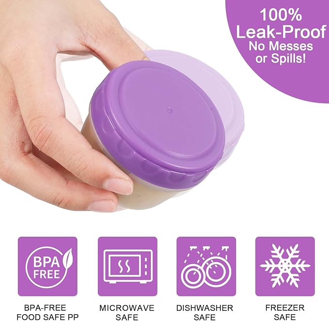 Caperci 6 Pack Salad Dressing Container To Go - 2.7oz Leak-Proof Small Food Storage Containers with Lids, Reusable Condiment Sauce Cups for Lunch Box, BPA-Free (Multicolor)