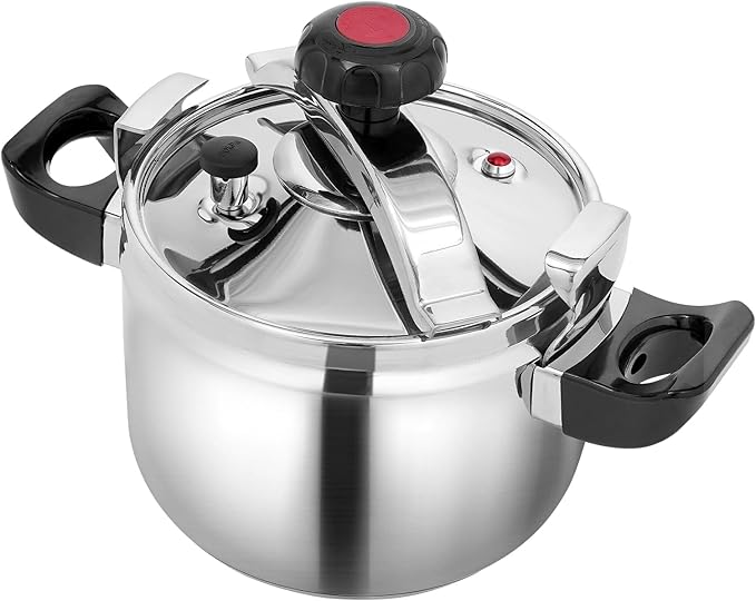 Stainless Steel Pressure Cooker 6.35 Qt Durable Pressure Canner High Safety Double Valves Quick Cooking Eco-Friendly Nonstick Cookware for All Stoves Induction Gas Electric for Family Meals